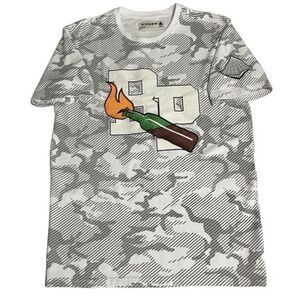 Black Pyramid Men's Size Medium Black White Embroidered Short Sleeve‎ Shirt